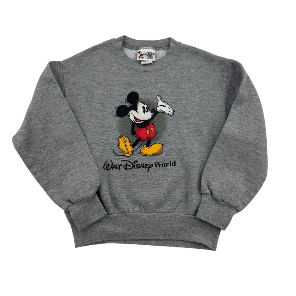 Vintage 90s Walt Disney World Kids Crewneck Sweatshirt Kids Small Gray Pullover